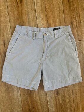 Polo Ralph Lauren Classic Men’s Fit 6” Blue White Striped Seersucker Shorts